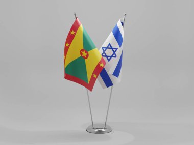 İsrail - Grenada İşbirliği Bayrakları, Beyaz Arkaplan - 3D Renklendirme