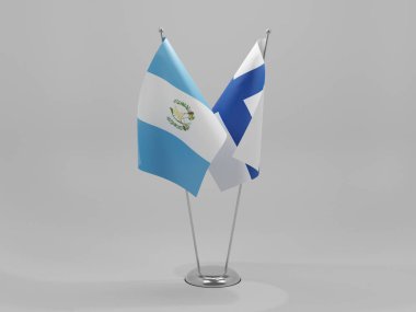 Finlandiya - Guatemala İşbirliği Bayrakları, Beyaz Arkaplan - 3D Render
