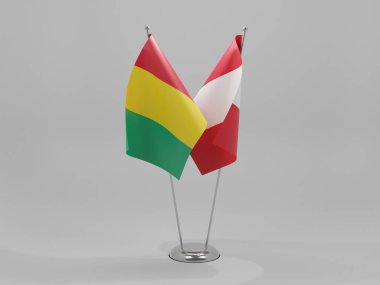 Peru - Gine İşbirliği Bayrakları, Beyaz Arkaplan - 3D Render