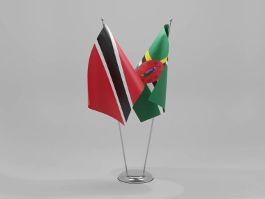 Dominica - Trinidad ve Tobago İşbirliği Bayrakları, Beyaz Arkaplan - 3D Yapılandırma