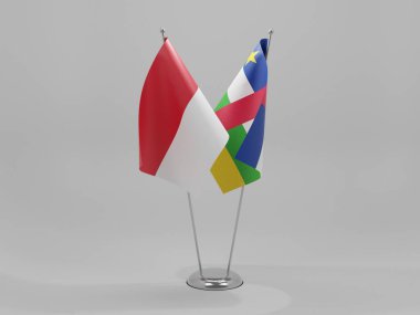 Orta Afrika Cumhuriyeti - Monako İşbirliği Bayrakları, Beyaz Arkaplan - 3D Render