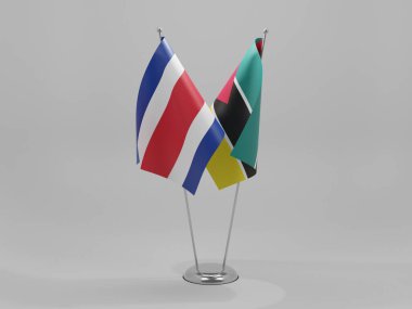 Mozambik - Kosta Rika İşbirliği Bayrakları, Beyaz Arkaplan - 3D Render