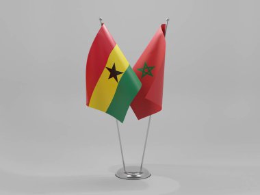 Fas - Gana İşbirliği Bayrakları, Beyaz Arkaplan - 3D Render