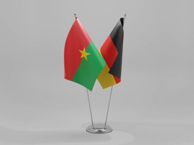 Almanya - Burkina Faso İşbirliği Bayrakları, Beyaz Arkaplan - 3D Render