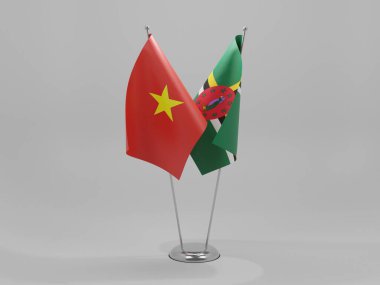 Dominica - Vietnam İşbirliği Bayrakları, Beyaz Arkaplan - 3D Yapılandırma