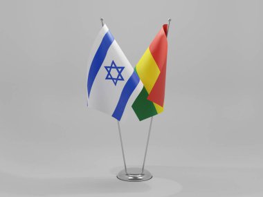 Bolivya - İsrail İşbirliği Bayrakları, Beyaz Arkaplan - 3D Render