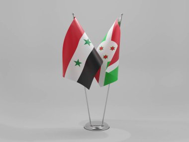 Burundi - Suriye İşbirliği Bayrakları, Beyaz Arkaplan - 3D Render
