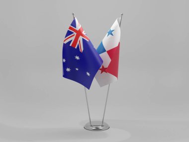 Panama - Avustralya İşbirliği Bayrakları, Beyaz Arkaplan - 3D Render