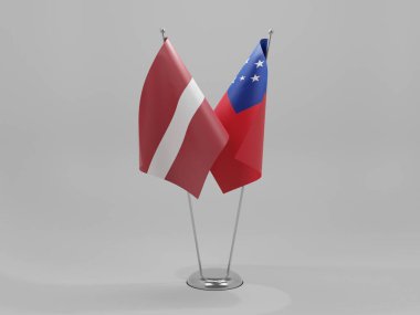 Samoa - Letonya İşbirliği Bayrakları, Beyaz Arkaplan - 3B Render