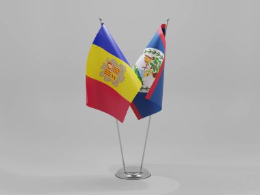 Belize - Andorra İşbirliği Bayrakları, Beyaz Arkaplan - 3D Render