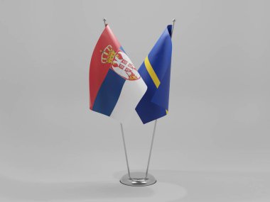 Nauru - Sırbistan İşbirliği Bayrakları, Beyaz Arkaplan - 3D Hazırlama