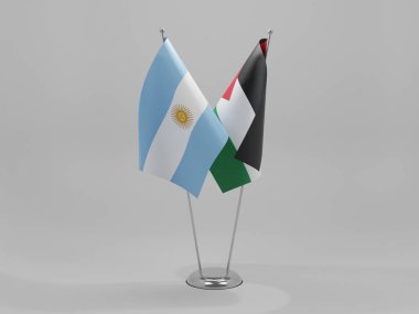Filistin - Arjantin İşbirliği Bayrakları, Beyaz Arkaplan - 3D Render