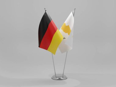 Kıbrıs - Almanya İşbirliği Bayrakları, Beyaz Arkaplan - 3D Hazırlama