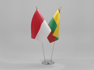 Litvanya - Monako İşbirliği Bayrakları, Beyaz Arkaplan - 3D Render