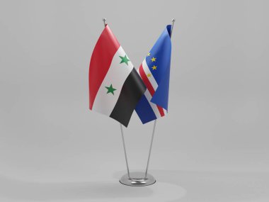 Cape Verde - Suriye İşbirliği Bayrakları, Beyaz Arkaplan - 3D Render