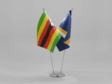 Marshall Adaları - Zimbabwe İşbirliği Bayrakları, Beyaz Arkaplan - 3D Render