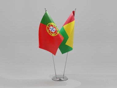 Gine Bissau - Portekiz İşbirliği Bayrakları, Beyaz Arkaplan - 3D Render