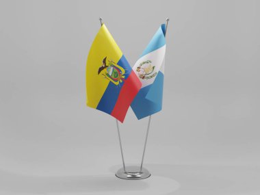 Guatemala - Ekvador İşbirliği Bayrakları, Beyaz Arkaplan - 3D Yapılandırma