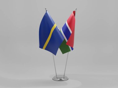 Gambiya - Nauru İşbirliği Bayrakları, Beyaz Arkaplan - 3D Render