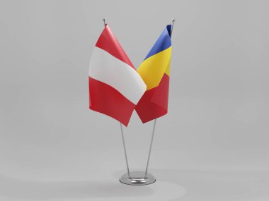 Romanya - Peru İşbirliği Bayrakları, Beyaz Arkaplan - 3D Hazırlama