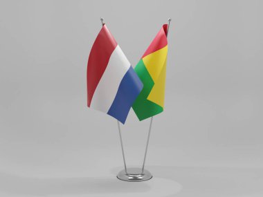 Gine Bissau - Hollanda İşbirliği Bayrakları, Beyaz Arkaplan - 3D Yapılandırma