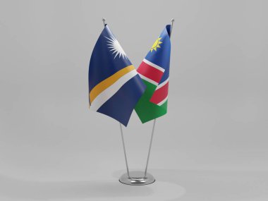 Namibya - Marshall Adaları İşbirliği Bayrakları, Beyaz Arkaplan - 3D Render