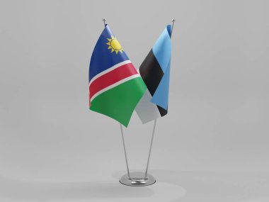 Estonya - Namibya İşbirliği Bayrakları, Beyaz Arkaplan - 3D Render