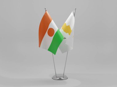 Kıbrıs - Nijer İşbirliği Bayrakları, Beyaz Arkaplan - 3D Hazırlama