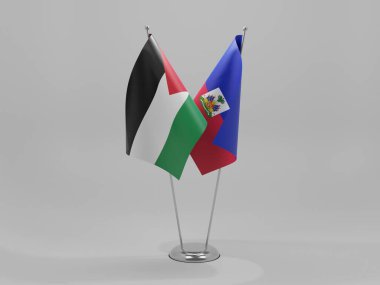 Haiti - Filistin İşbirliği Bayrakları, Beyaz Arkaplan - 3D Render