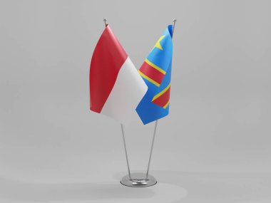 Kongo Demokratik Cumhuriyeti - Monako İşbirliği Bayrakları, Beyaz Arkaplan - 3D Render
