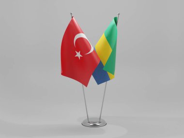 Gabon - Türkiye İşbirliği Bayrakları, Beyaz Arkaplan - 3D Yapılandırma