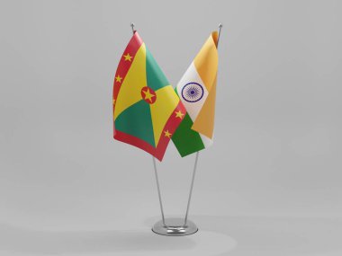 Hindistan - Grenada İşbirliği Bayrakları, Beyaz Arkaplan - 3D Renklendirme