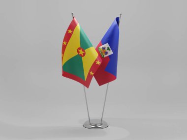 Haiti - Grenada İşbirliği Bayrakları, Beyaz Arkaplan - 3D Renklendirme