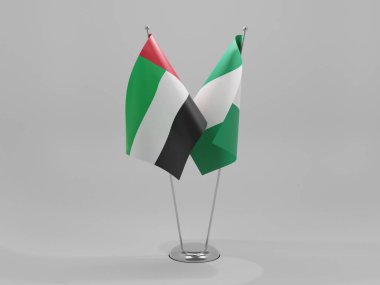 Nijerya - Birleşik Arap Emirlikleri İşbirliği Bayrakları, Beyaz Arkaplan - 3D Render