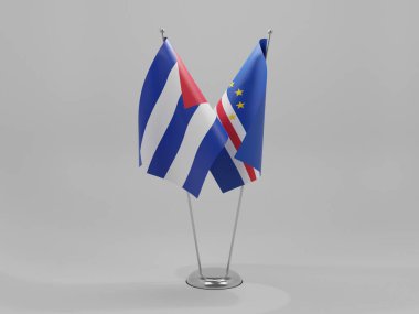 Cape Verde - Küba İşbirliği Bayrakları, Beyaz Arkaplan - 3D Render