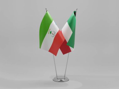 Kuveyt - Ekvator Ginesi İşbirliği Bayrakları, Beyaz Arkaplan - 3D Yapılandırma