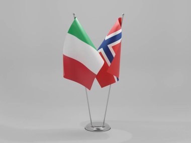 Norveç - İtalya İşbirliği Bayrakları, Beyaz Arkaplan - 3D Yapılandırma