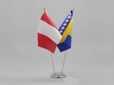 Bosna-Hersek - Peru İşbirliği Bayrakları, Beyaz Arkaplan - 3D Hazırlama
