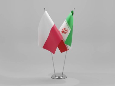 İran - Polonya İşbirliği Bayrakları, Beyaz Arkaplan - 3D Yapılandırma