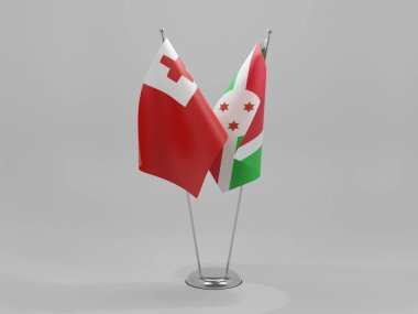 Burundi - Tonga İşbirliği Bayrakları, Beyaz Arkaplan - 3D Render
