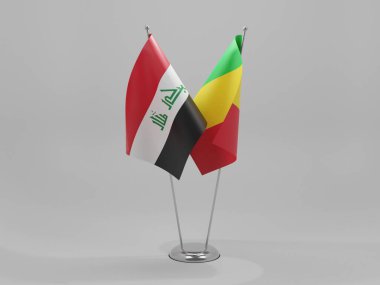 Mali - Irak İşbirliği Bayrakları, Beyaz Arkaplan - 3D Yapılandırma