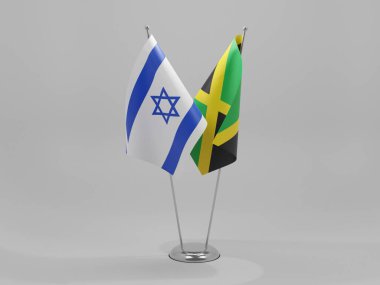 Jamaika - İsrail İşbirliği Bayrakları, Beyaz Arkaplan - 3D Yapılandırma