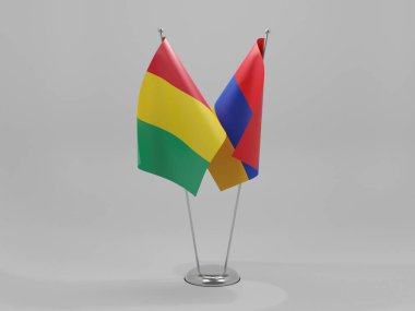 Ermenistan - Gine İşbirliği Bayrakları, Beyaz Arkaplan - 3D Render