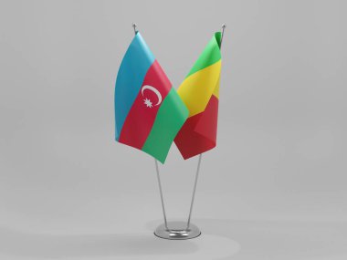 Mali - Azerbaycan İşbirliği Bayrakları, Beyaz Arkaplan - 3D Render