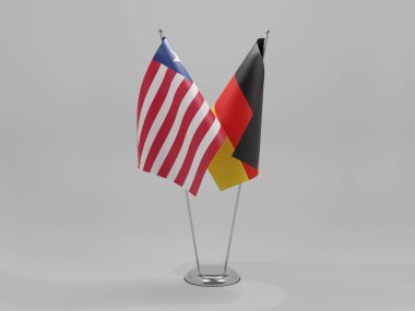 Almanya - Liberya İşbirliği Bayrakları, Beyaz Arkaplan - 3D Hazırlama