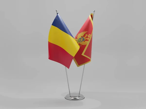 Montenegro Samenwerking Tsjaad Vlaggen Witte Achtergrond Render — Stockfoto