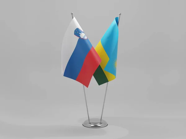 Rwanda Slovenia Cooperation Flags White Background Render — стокове фото