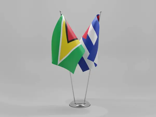 Kuba Gujana Flagi Współpracy Białe Tło Render — Zdjęcie stockowe