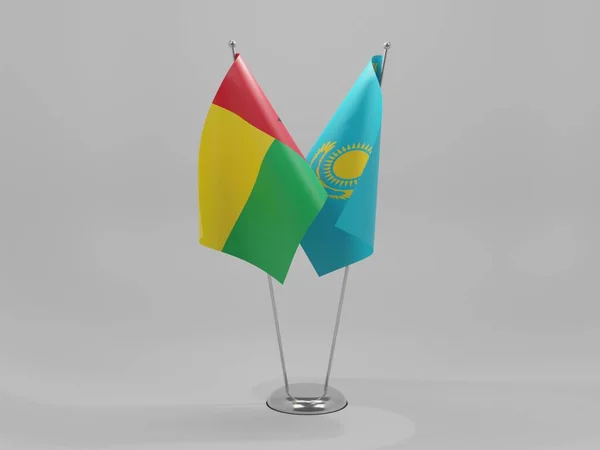 Kazachstan Gwinea Bissau Flagi Współpracy Białe Tło Render — Zdjęcie stockowe