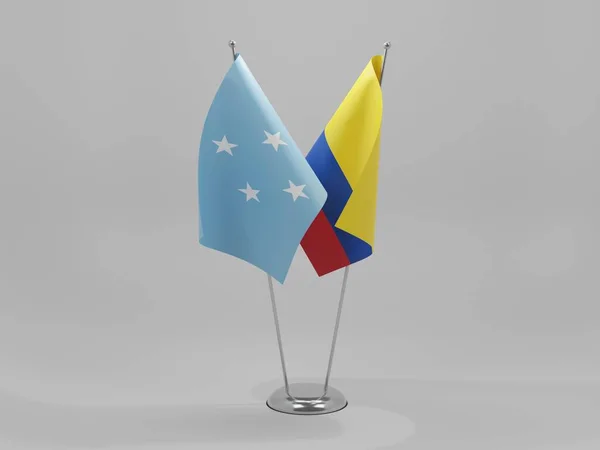 Colombia Micronesia Cooperation Flags White Background Render — Stock Photo, Image